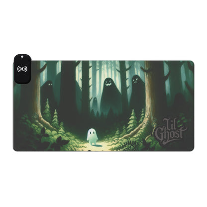 Lil Ghost Gaming Desk Pad, With Wireless Charging