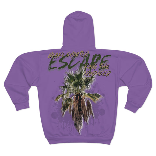 Limited aTime Purple Unisex Zip Up Escape Hoodie (AOP)