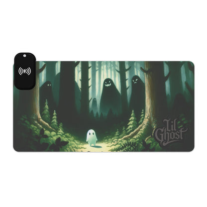 Lil Ghost Gaming Desk Pad, With Wireless Charging