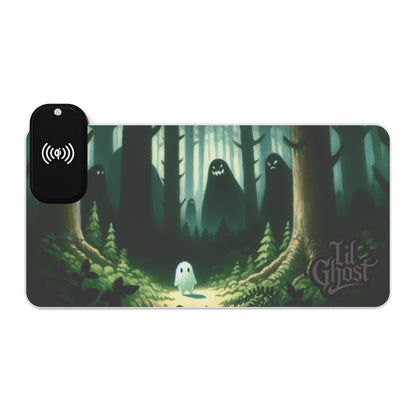 Lil Ghost Gaming Desk Pad, With Wireless Charging