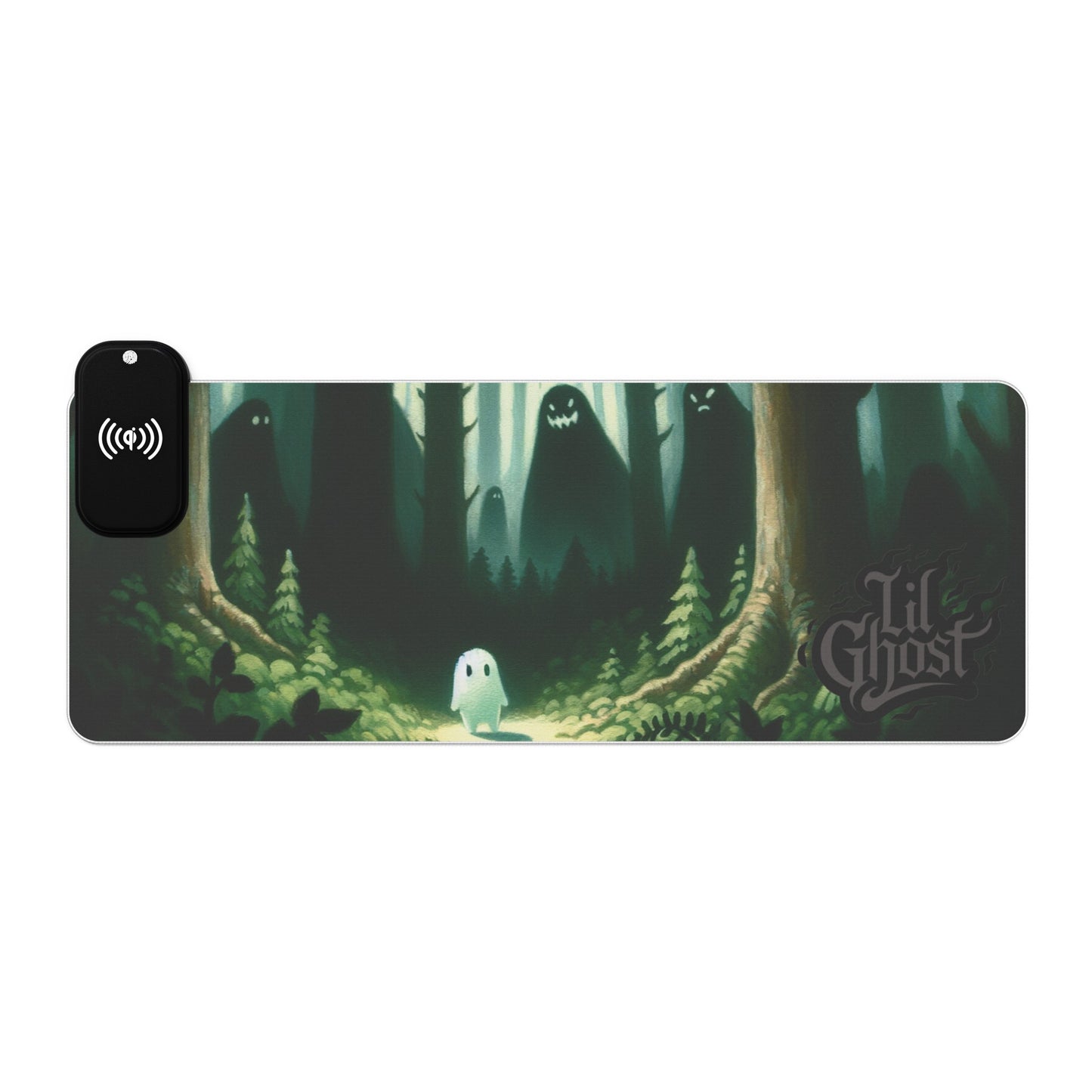 Lil Ghost Gaming Desk Pad, With Wireless Charging