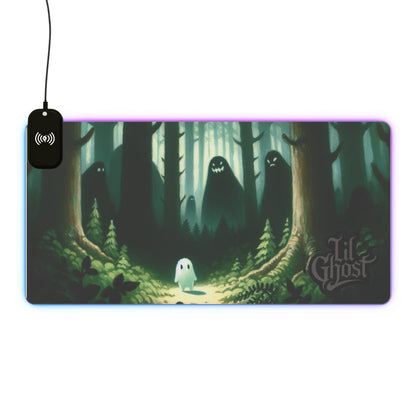 Lil Ghost Gaming Desk Pad, With Wireless Charging