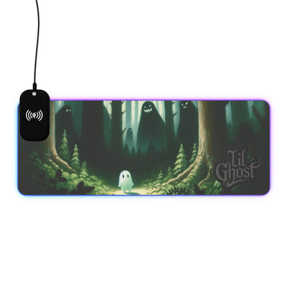 Lil Ghost Gaming Desk Pad, With Wireless Charging