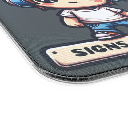 Signs of Denial LED Gaming Desk Pad, With Wireless Charging